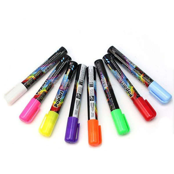 3mm Fine Bullet Tip Liquid Chalk Marker Pens 8 Neon Colors