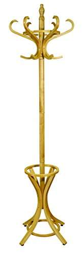 Headbourne Hr8086X Traditional Floor Standing Hat and Coat Stand Solid light Wood with Umbrella Stan