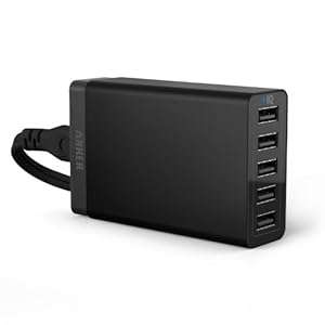 Anker 40W 5-Port Family-Sized Desktop USB Wall Charger with PowerIQ Technology for iPhone 6 5S 5C 5