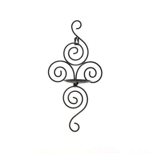 RURAlITY Pair of Swirling Iron Hanging Wall Candleholder Sconce