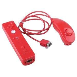 Red Nunchuk Remote Controller for Game Nintendo Wii