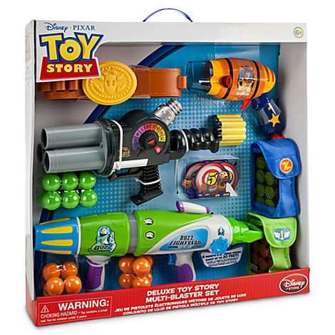 Disney Store Toy Story Multi-Blaster Play Set with Buzz Lightyear, Woody and Zurg Blasters (Foam/Ner