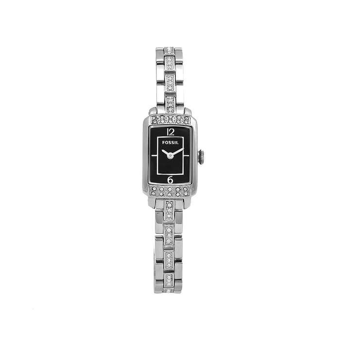 Fossil Women's ES2644 Stone Accented Stainless Steel Black Dial Watch