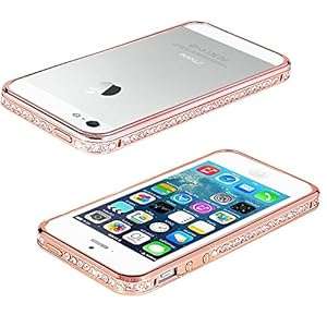 Tailcas Diamond Bumper Cover for Apple iPhone 5 / 5S - Luxury Crystal Rhinestone Di (Rose-Golden)