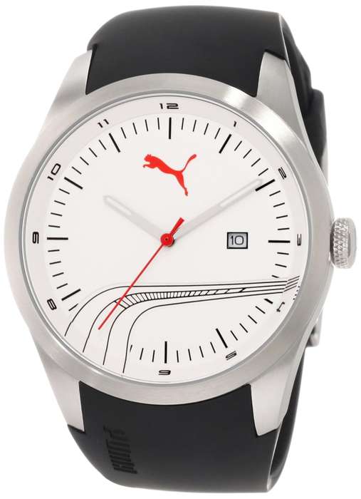 PUMA Men's PU102531002 Stripe Classic Silver White Analog Watch