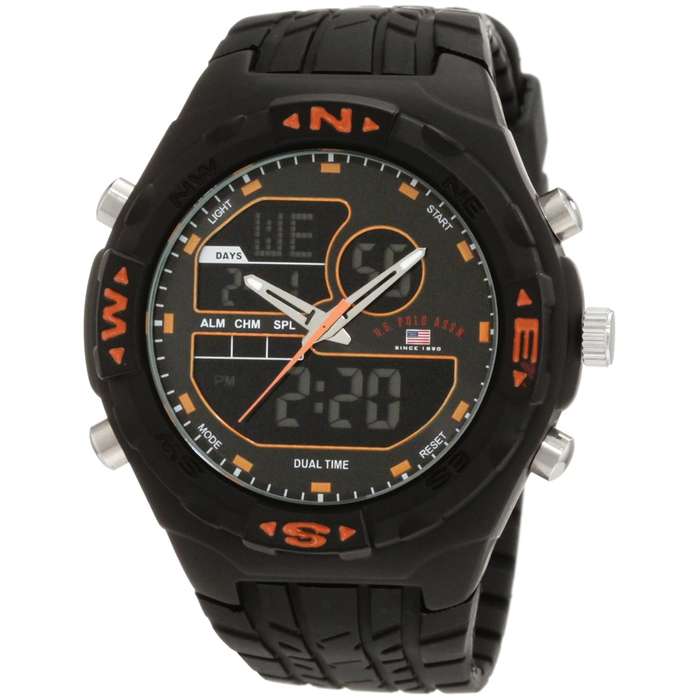 U.S. Polo Assn. Men's US9059 Analog-Digital Black Dial Black Rubber Strap Watch