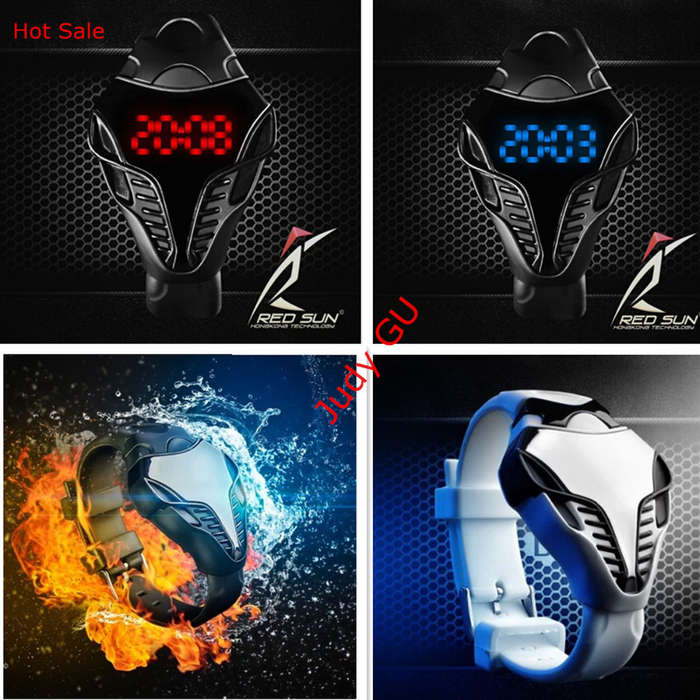 Relogio Masculino LED Watch Digital Fashion New Cobra Men's Couple Watches Silicone Iron Man Triangle Dial Sports Wristwatches