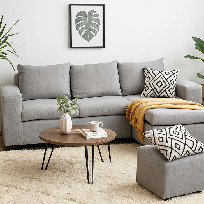 Andre 3 Seater Sofa - L Shape - Grey