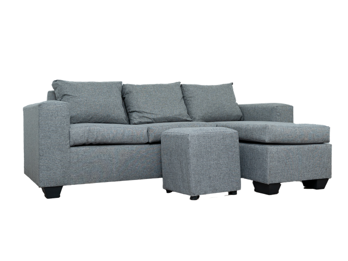Andre 3 Seater Sofa - L Shape - Grey