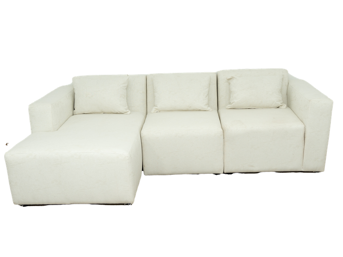Modular 3 Seater Couch - White - Left Hand