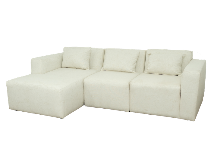 Modular 3 Seater Couch - White - Left Hand