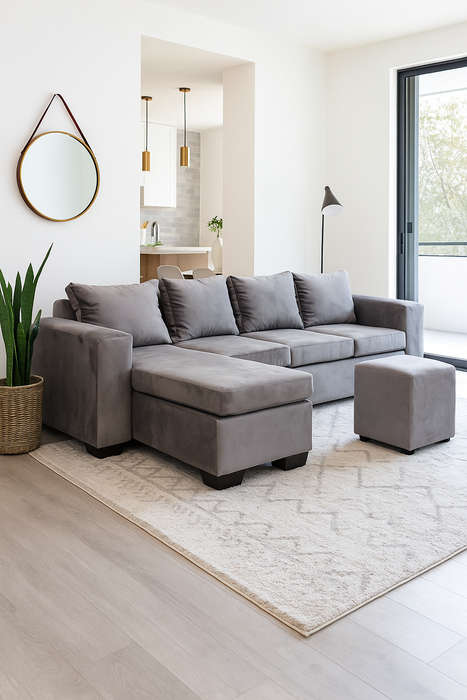 JoJo 4 - Seater Sofa - Grey Velvet
