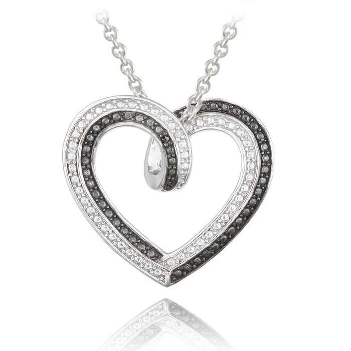 **IN STOCK READY TO SHIP **Black & White Diamond Accent Reversible Necklace