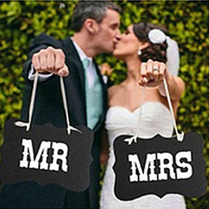 WEDDING DAY DECOR  LARGE "MR" & "MRS" SET OF SIGNS FOR CHAIR, DECOR, PHOTO PROP BLACK AND WHITE