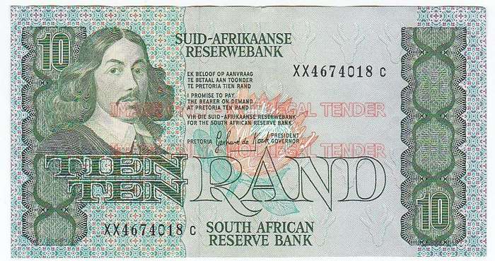 SOUTH AFRICA REPLACEMENT 10 RAND GERHARD DE KOCK XX4674018 C