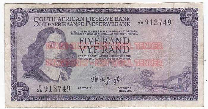 SOUTH AFRICA FIVE RAND T.W. DE JONGH F38 912749