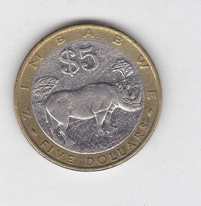 ZIMBABWE 5 DOLLARS 2001 BI-METAL