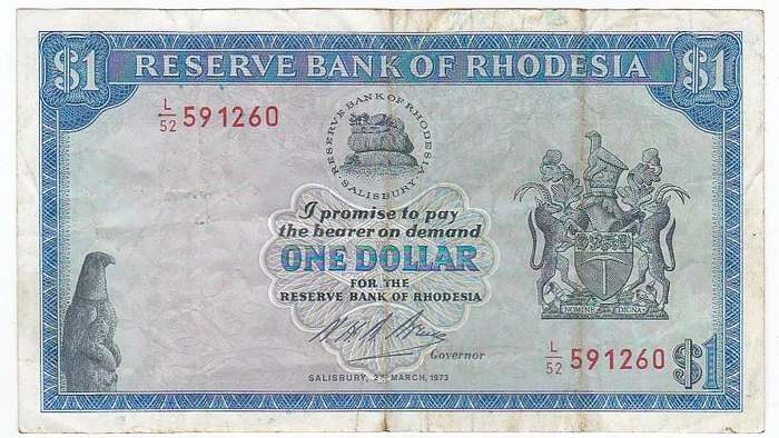 RHODESIA 1 DOLLAR 2ND MARCH 1973