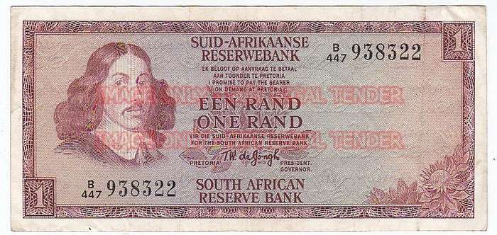 SOUTH AFRICA 1 RAND T.W. DE JONGH B447 938322