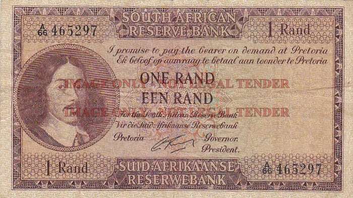 SOUTH AFRICA 1 RAND G.RISSIK A66 465297 / 1962