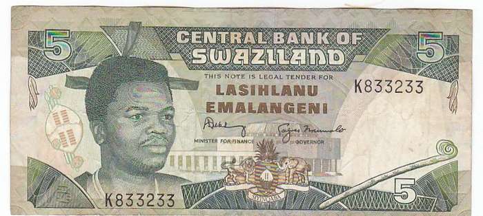SWAZILAND 5 EMALANGENI NEW KING