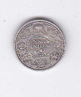 INDIA 2 ANNAS 1917 SILVER