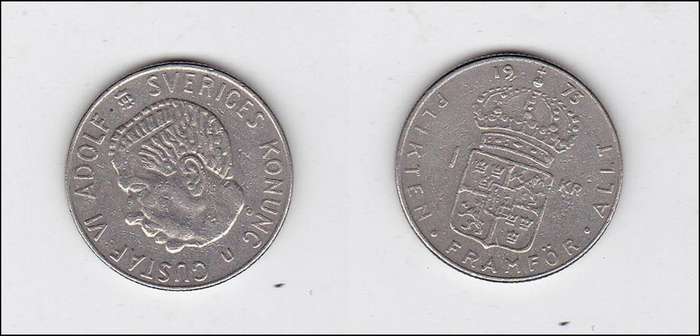 SWEDEN 1 KRONER 1973