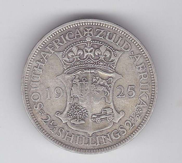 SOUTH AFRICA 2 1/2 SHILLINGS 1925 - F = R1000 VF = R4000