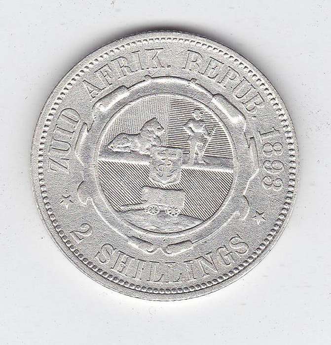 RARE ZAR 2 SHILLINGS 1893 F=R5250 VF=R18000