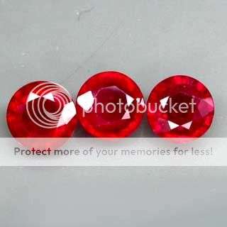SUPERIOR!!! 3.84Cts.**3pcs**6.5MM.TOP BLOOD RED RUBY LOT - Exact Photos taken of stone!