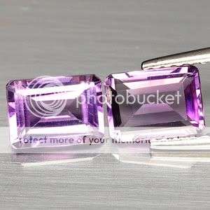 1.77Cts (2pc) .Matched Pair Emerald Cut Top Purple Amethyst Gemstones