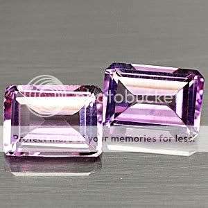 2.10Cts (2pc) .Matched Pair Emerald Cut Top Purple Amethyst Gemstones - R1 No Reserve