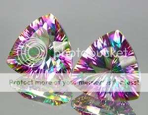 STUNNING PAIR! 8.73ct.**(2pcs) Rich Concave Rainbow Mystic Topaz - Natural Earthmined Gemstones!