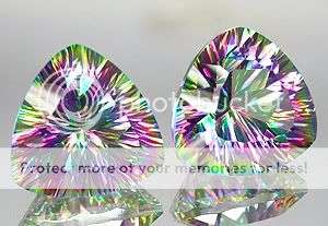 AWESOME PAIR! 8.67ct.**(2pcs) Rich Concave Rainbow Mystic Topaz - 100% Money Back Guarantee!