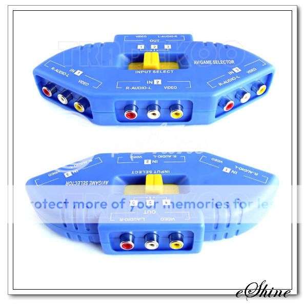 3 PORTS AV SPLITTER RCA VIDEO GAME SELECTOR SWITCH, DVD,XBOX, Wii,PS2,PS3