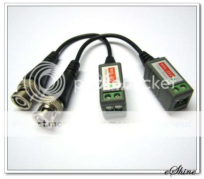 2 Pcs CCTV CAT5 Cable Passive Video Balun Camera DVR BNC Transceiver