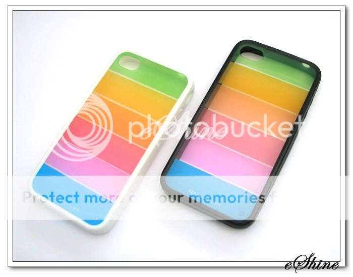 Rainbow Strips On Hard Case Cover For iPhone 4 + Free Scree Protector