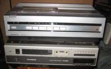 Beta and VHS video play back machines