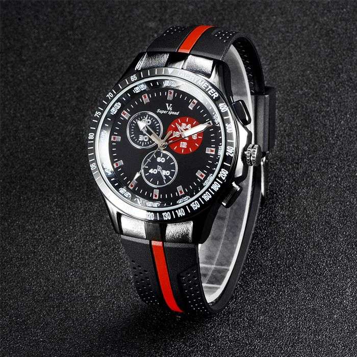 *LOCAL STOCK* Fashion Sport V6 Watch Men Leisure Fashion Tyre Style Watch Senior Strap