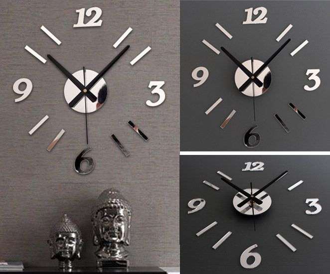 *LOCAL STOCK* Home Office Decor Fashion DIY 3D Wall Clock Mirror Surface Stickers Clock