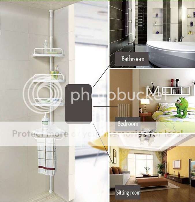 *LOCAL STOCK* White 4 Tier Adjustable Telescopic Corner Shower Bathroom Shelf Organiser Caddy