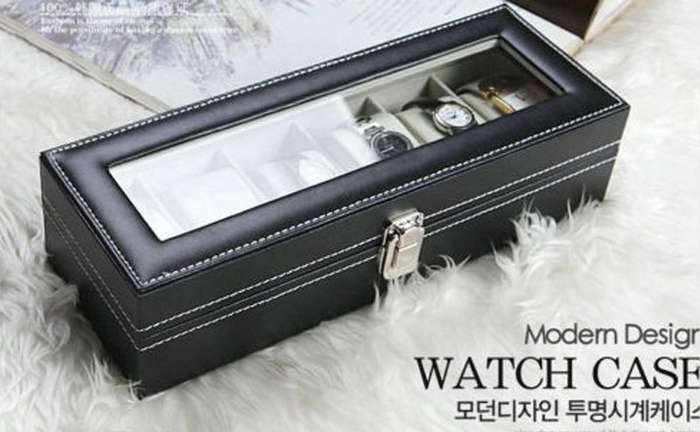 *LOCAL STOCK* Black 6 Grid PU Leather Watch Display Collection Case Box Jewelry Storage Organizer