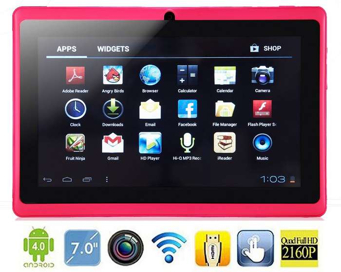 Amazing Tablet - 7 Inch Android 4.0 - 512MB RAM - 4GB built-in memor~Color PINK