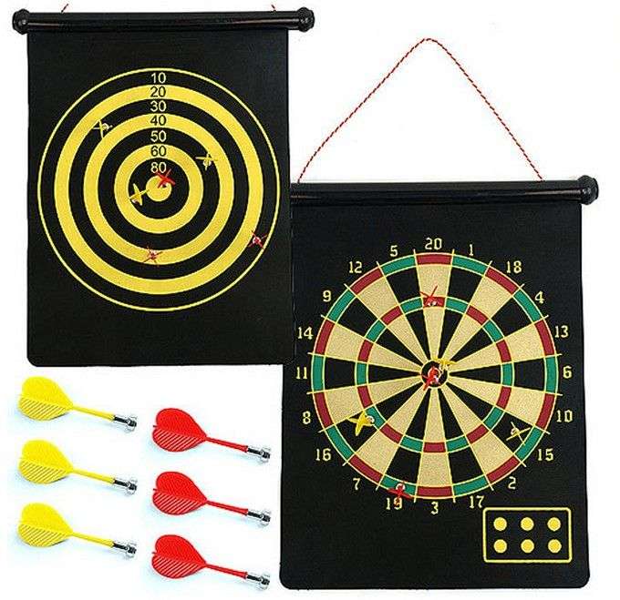 *LOCAL STOCK* Two-Sided Magnetic Dartboard Set Bullseye Target 15" Diameter with 6 Darts