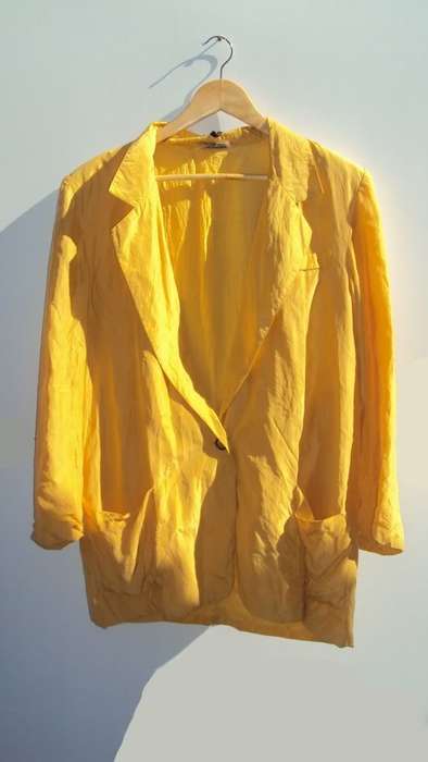 Vintage Yellow Silk Blazer - L/XL