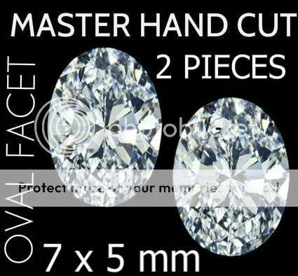 HAND CUT BRILLIANT - 2.40Ct. (7 x 5 MM) 2 PIECE Oval Cut Diamond Simulate PAIR - Diamond Simulates