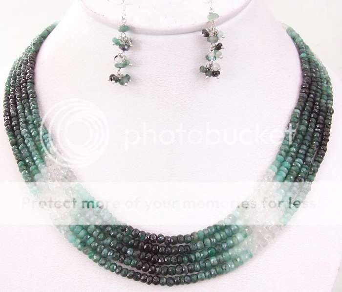 Magnificent 5 strand 300cts Columbian and Zambian Emerald Necklace