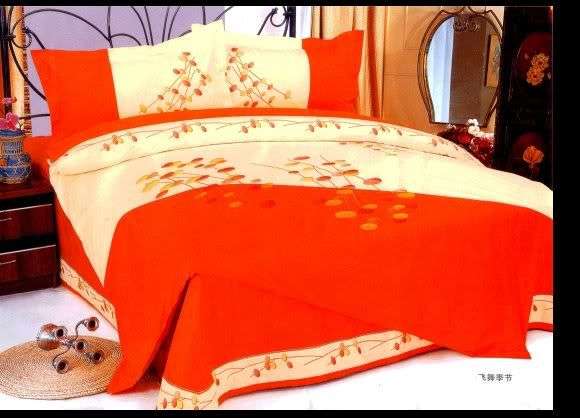 Orange & Beige 6 Pc Duvet Sets