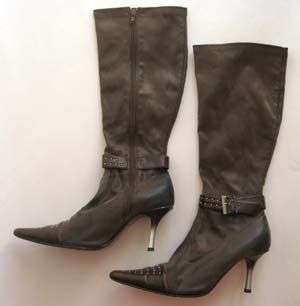 STUNNING BROWN STILETTO BOOTS WITH STUDDED DETAIL!!!