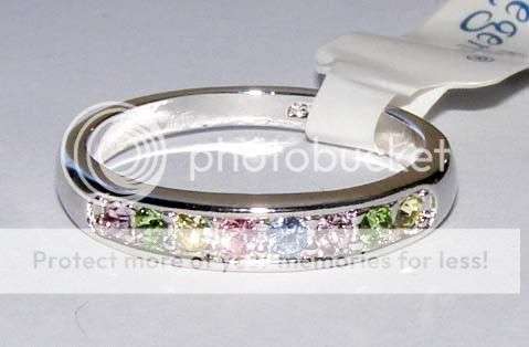 Stunning 18kwgp multi colour CZ ring size 6